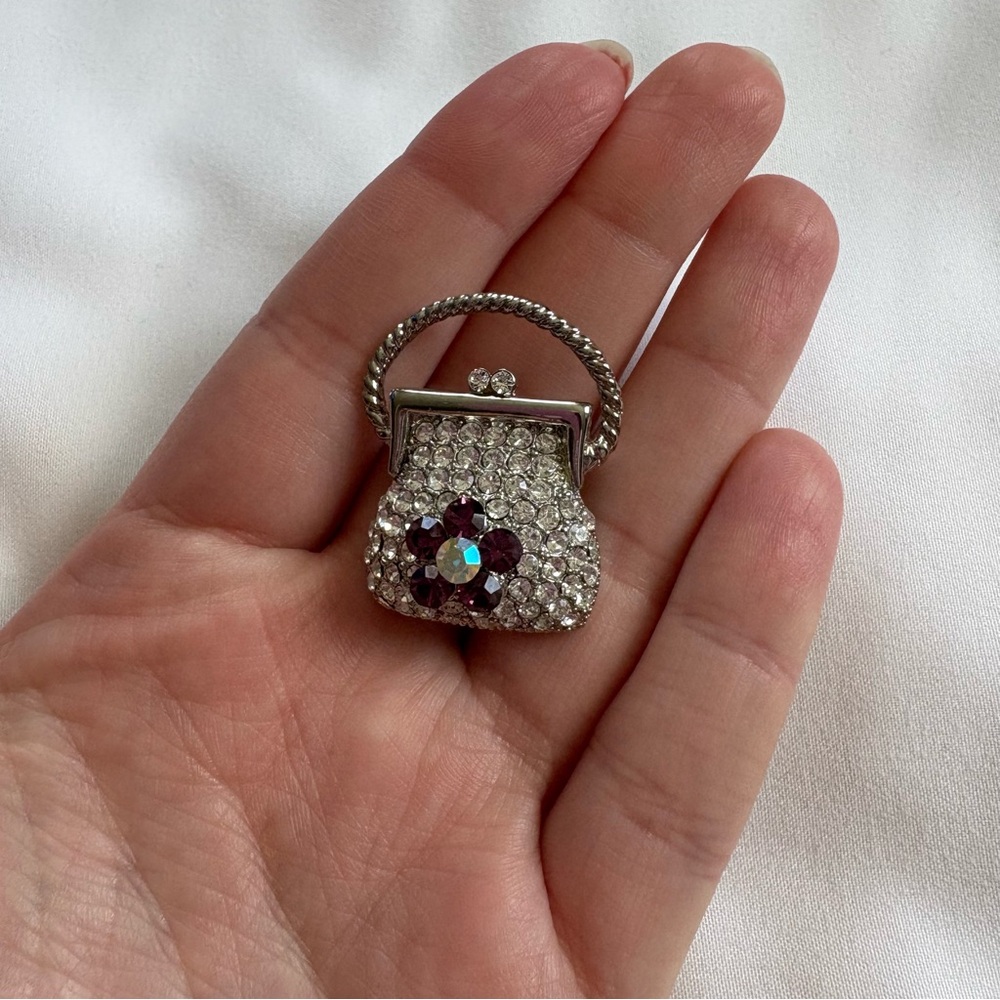 Elegant Silver and Purple Miniature Bag Charm